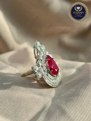 Masterpiece Luxury Ruby Diamond Silver Ring – Modern Design Fit for a Queen