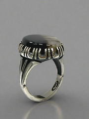 “Rare Aqeeq Stone Silver Ring – Handmade Artisan Jewelry for Men