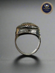 “Rare Amber Stone Gold Carved Silver Ring – Unique Collector’s Item”