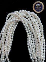 Natural White Freshwater Pearls – Oval Shape, High Quality , For Jewelry Making - 4 to 5mm