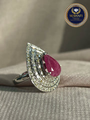 Luxury Ruby Diamond Ring – Pear Shape Modern Design Jewelry for Women