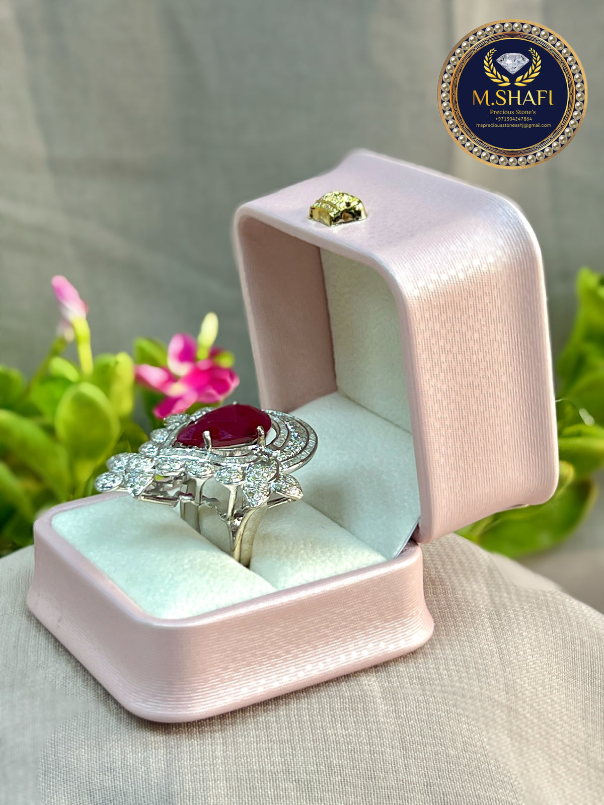 Masterpiece Luxury Ruby Diamond Silver Ring – Modern Design Fit for a Queen