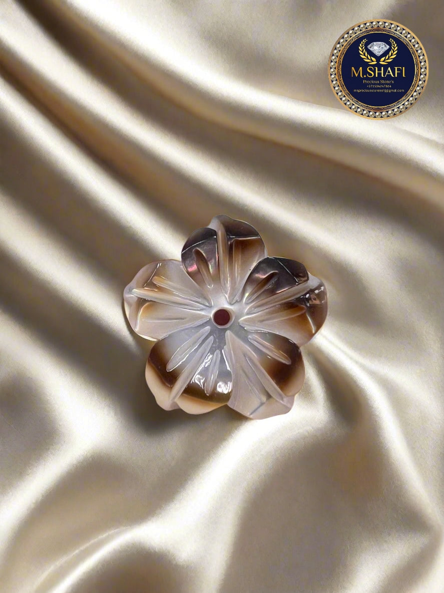 Black and White Mother of Pearl Flower – One Side Carved for Gold & Silver Jewelry