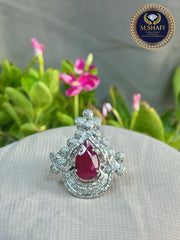 Masterpiece Luxury Ruby Diamond Silver Ring – Modern Design Fit for a Queen