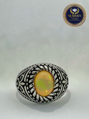 Luxurious Opal Silver Ring – Regal Traditional Style
