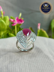 Luxury Ruby Diamond Ring – Pear Shape Modern Design Jewelry for Women