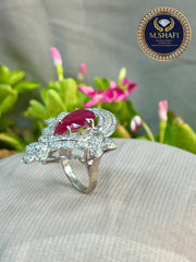 Masterpiece Luxury Ruby Diamond Silver Ring – Modern Design Fit for a Queen