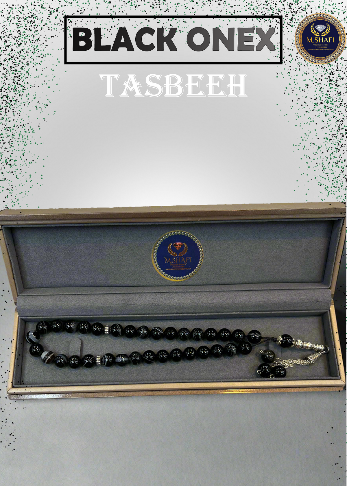 Luxury Black Agate Tasbih – 33 Prayer Beads