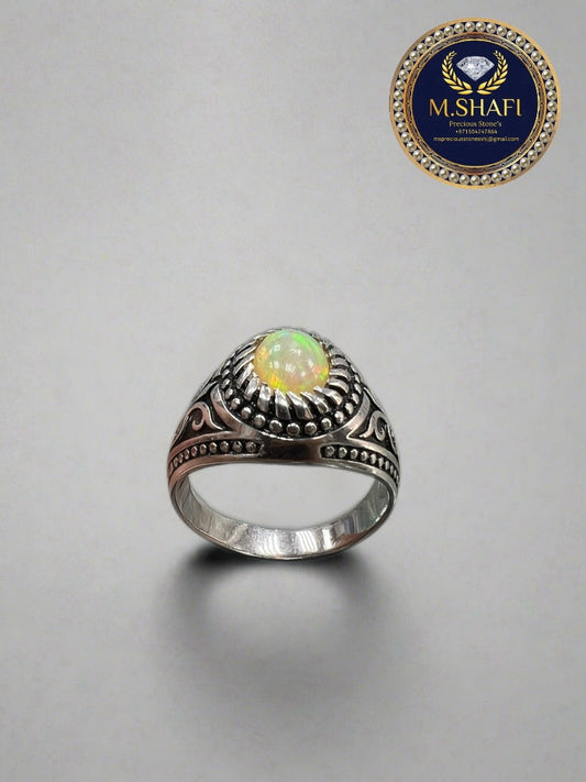 Luxurious Opal Silver Ring – Regal Traditional Style