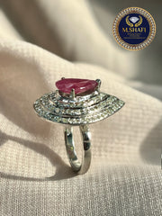 Luxury Ruby Diamond Ring – Pear Shape Modern Design Jewelry for Women