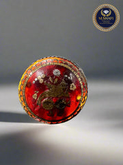 “Rare Amber Stone Gold Carved Silver Ring – Unique Collector’s Item”