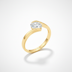 Unique Wave Solitaire Moissanite Ring – 925 Silver Floating Diamond Style Band