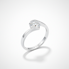 Unique Wave Solitaire Moissanite Ring – 925 Silver Floating Diamond Style Band
