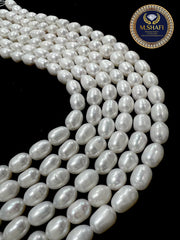 Natural White Freshwater Pearls – Oval Shape, High Quality , For Jewelry Making - 4 to 5mm