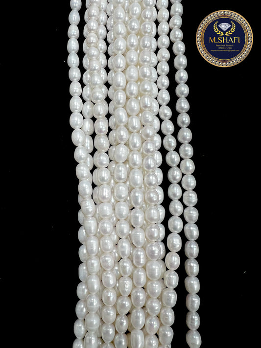 Natural White Freshwater Pearls – Oval Shape, High Quality , For Jewelry Making - 4 to 5mm