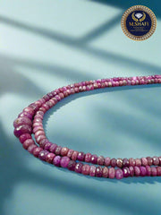 Premium Ruby Bead Necklace – 2 Line, Natural Stone