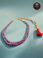 Premium Ruby Bead Necklace – 2 Line, Natural Stone
