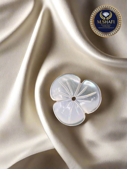 White Mother of Pearl Three-Leaf Curved Shape – Carved for Gold & Silver Jewelry Making