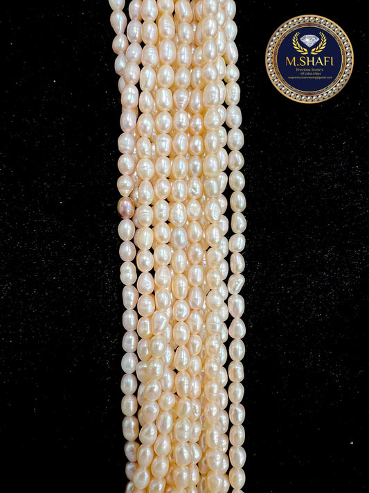 Natural Peach Freshwater Pearls – Oval Shape, High Quality , For Jewelry Making - 5 to 6mm