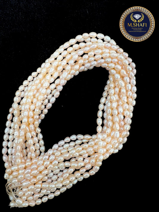 Natural Peach Freshwater Pearls – Oval Shape, High Quality , For Jewelry Making - 5 to 6mm