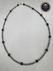 Black Gunmetal Stone Necklace – New Aura-Inspired Design for Casual Wear