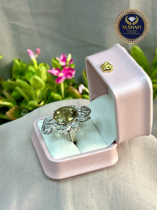 Masterpiece Luxury Yellow Topaz Diamond Silver Ring – Modern Luxury Design