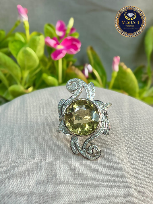 Masterpiece Luxury Yellow Topaz Diamond Silver Ring – Modern Luxury Design