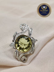 Masterpiece Luxury Yellow Topaz Diamond Silver Ring – Modern Luxury Design