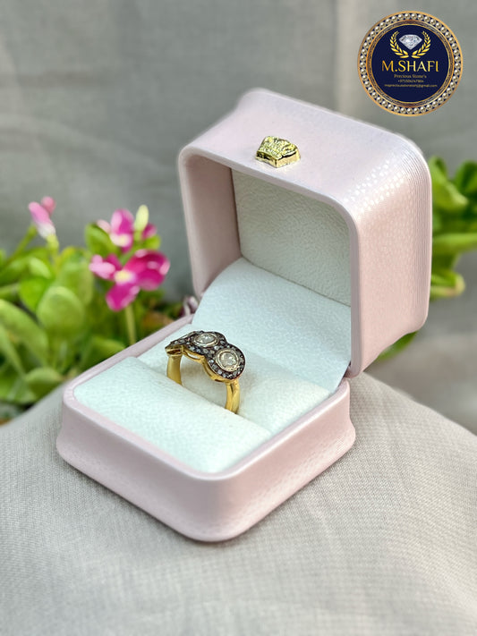 Luxury Polki Diamond Ring – 925 Silver | Three Diamond Classic Design
