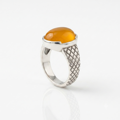 Golden Yellow Aqeeq Turkish Ring – 925 Sterling Silver