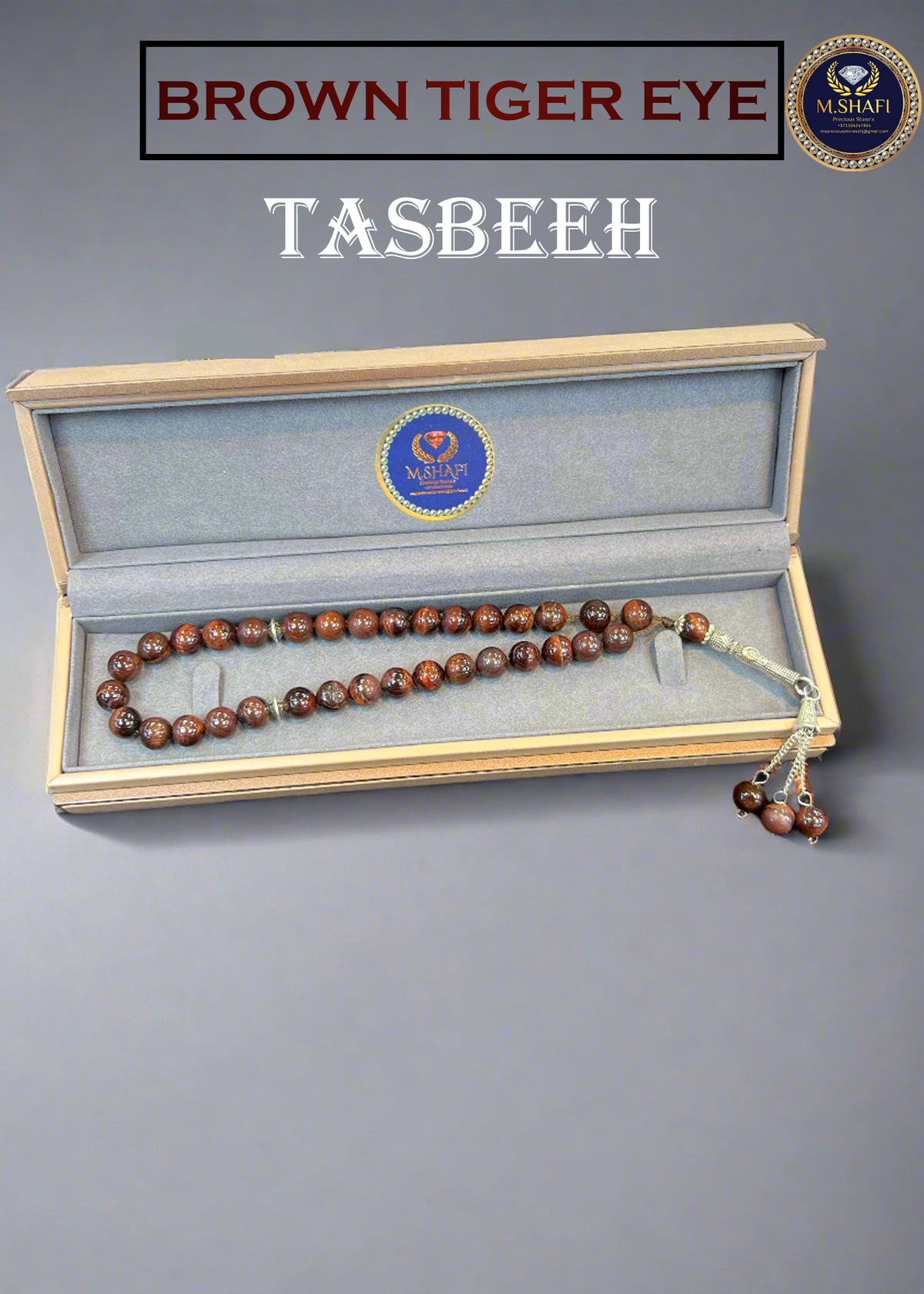 Brown Tiger Eye Tasbih | 33 Beads Prayer Misbaha