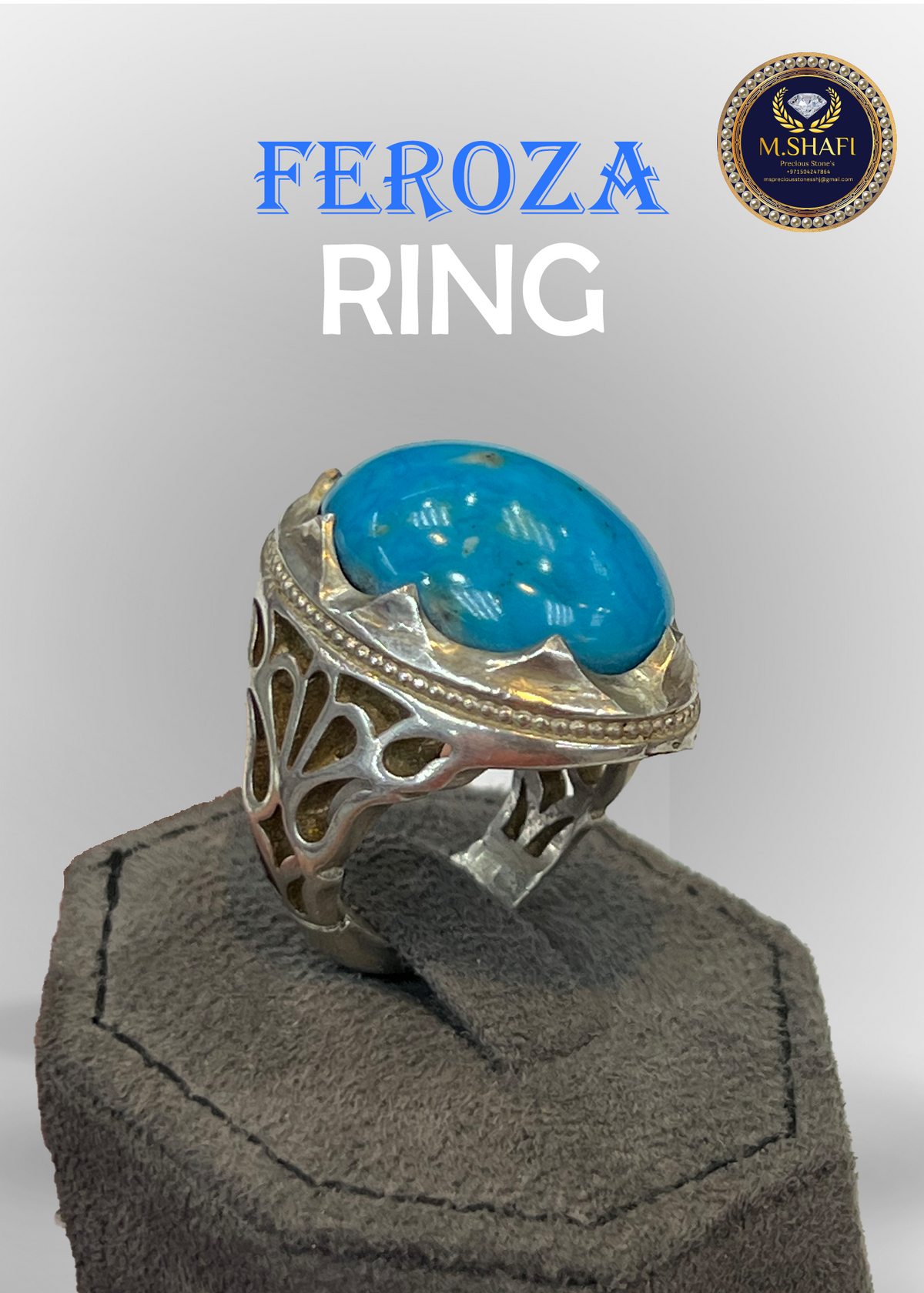 Classic Feroza Ring with Real Silver and Stone