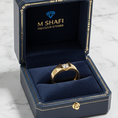 Modern Men’s Single Stone Flat Band Ring in Gold Plated Pure 925 Silver